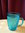 Becher Henkelglas blaues Pressglas Brockwitzer Glasfabrik